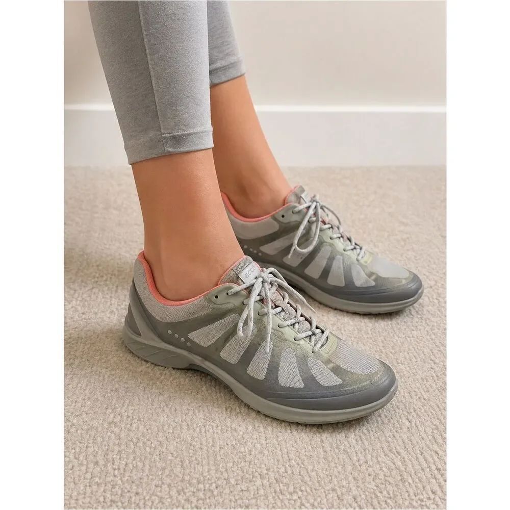 Ecco Gray and Pink Sneakers with Dynamic Design size 39 or 8